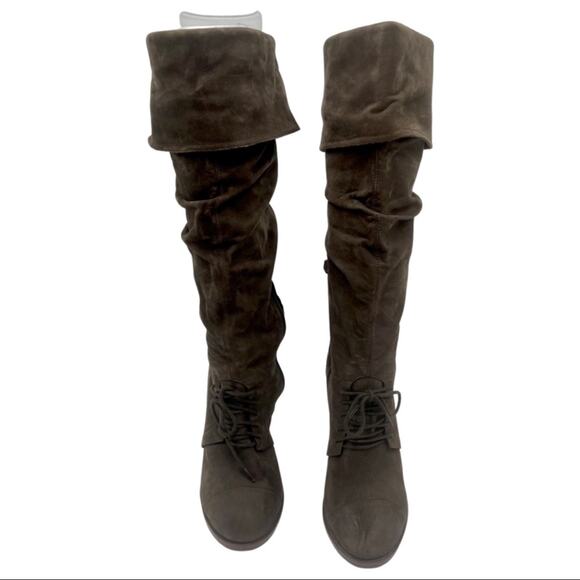 BRONX Charley Nubuck Leather Knee High Boots Knee-high lace-up soft size  8 - Picture 3 of 12